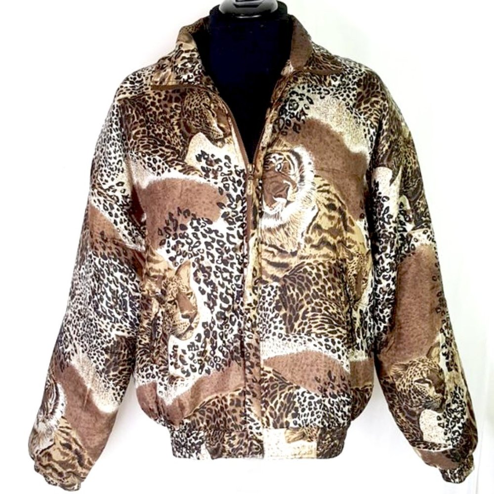 Vintage tiger and leopard silk jacket size L